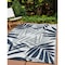World Rug Gallery Contemporary Floral Leaves Reversible Recycled Plastic 3' X 5' Navy Outdoor Rug 6072NAVY3X5 - alternate 1